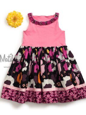 Girls Matilda Jane Platinum Magenta Tank Dress Pinks Black Purple Ruffles size 4